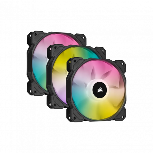 Corsair iCUE SP120 RGB ELITE Performance 120mm PWM Fan — Triple Pack with Lighting Node CORE (CS-CO-9050109-WW)