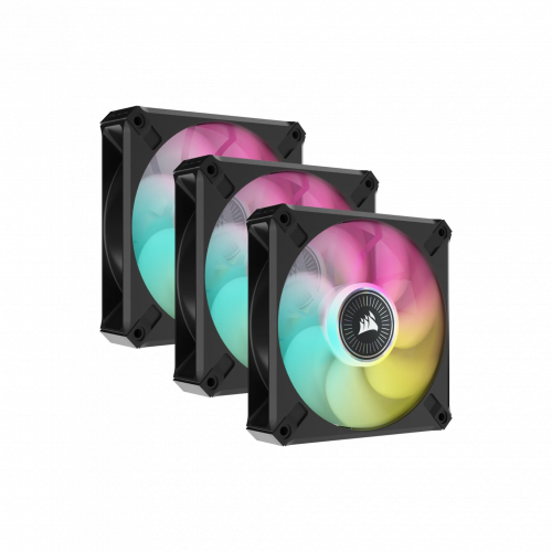 Corsair iCUE ML120 RGB ELITE Premium 120mm PWM Magnetic Levitation Fan — Triple Fan Kit with iCUE Lighting Node CORE