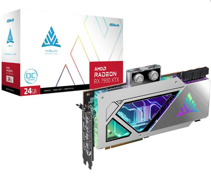 ASRock AMD Radeon™ RX 7900 XTX AQUA 24GB OC, 24GB GDDR6 on 384-Bit Memory Bus 96 AMD RDNA™ 3 Compute Units (With Rt+Ai Accelerators) 96MB AMD Infinity Cache™ Technology (RX7900XTX AQ 24GO)