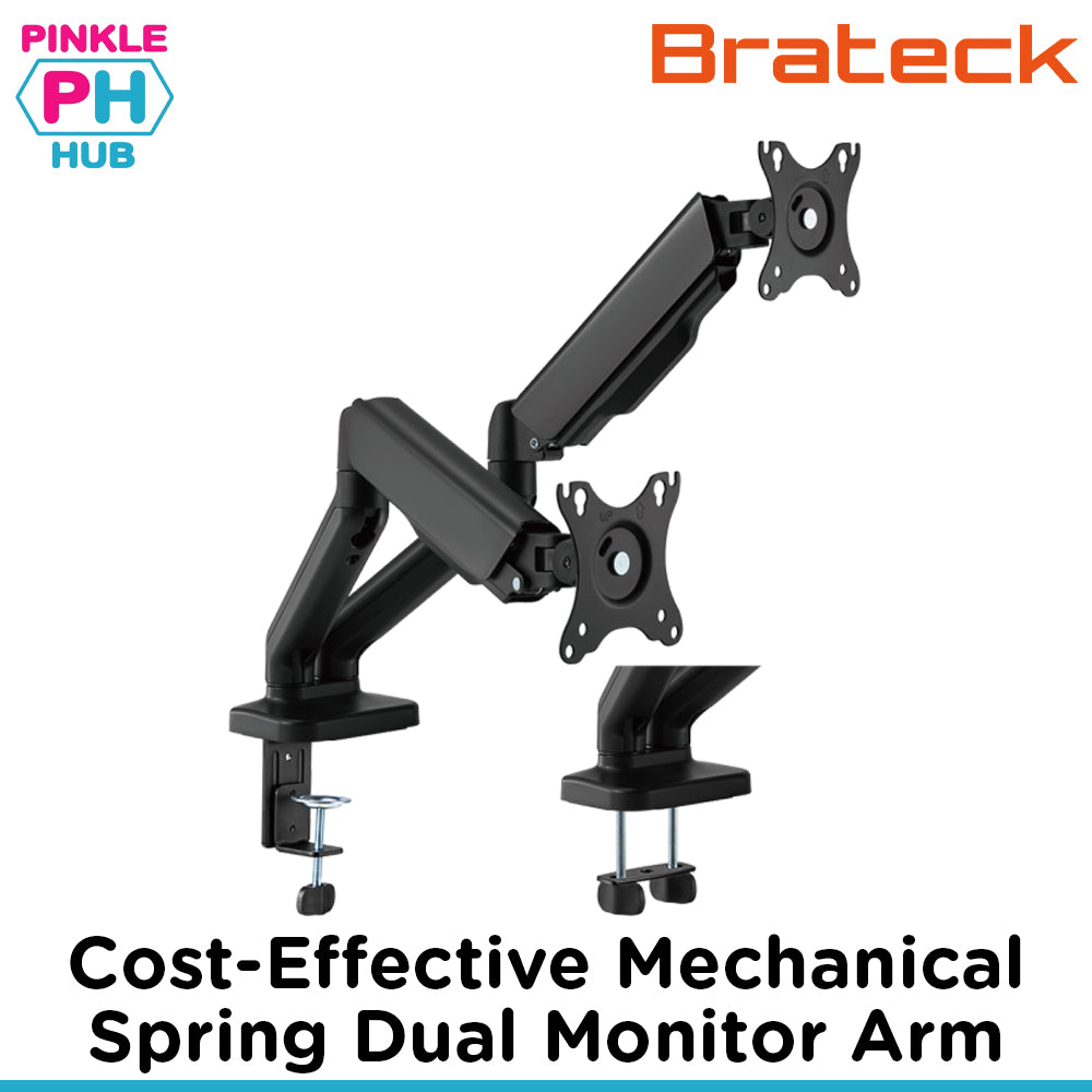 BRATECK Cost-Effective Mechanical Spring Dual Monitor Arm