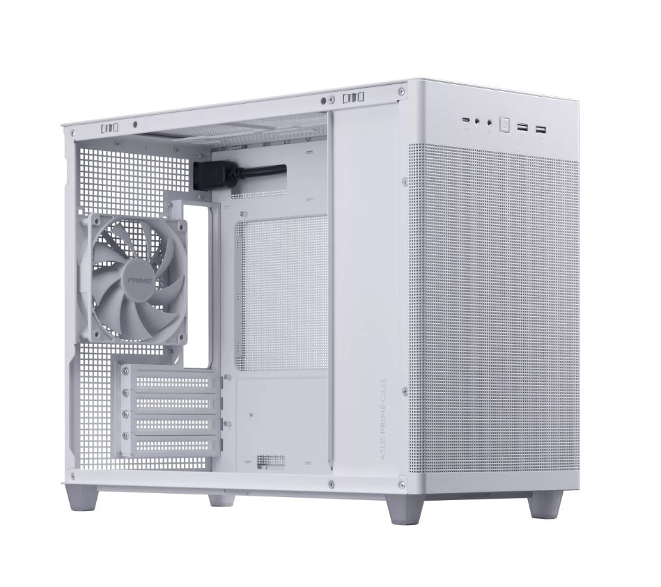 ASUS Prime AP201 is a stylish 33-liter MicroATX case with tool-free side panels and a quasi-filter mesh, with support for 360 mm coolers, graphics cards up to 338 mm long, and standard ATX PSUs