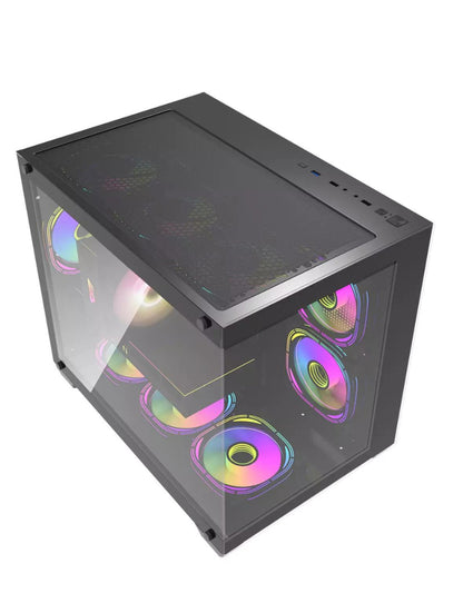 DarkFlash C285MP Exquisite M-ATX PC Case Tempered Glass (Black/White)