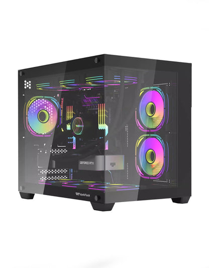 DarkFlash C285MP Exquisite M-ATX PC Case Tempered Glass (Black/White)