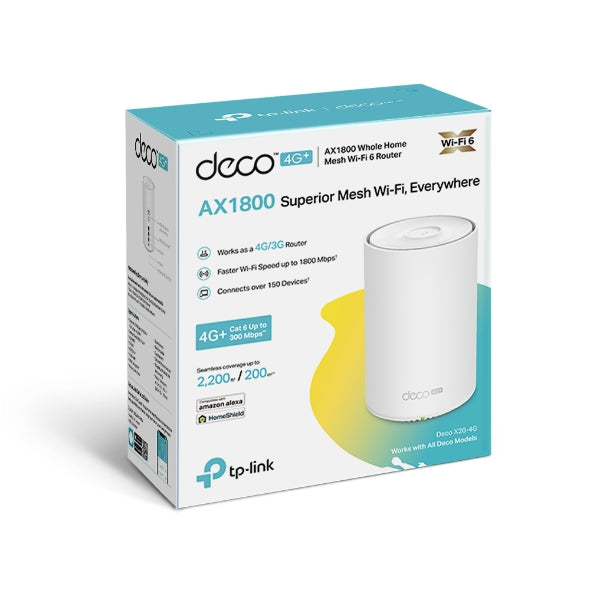 Tp-Link Deco X20-4G I 4G+ AX1800 Whole Home Mesh WiFi 6 Gateway (Availability based on region)