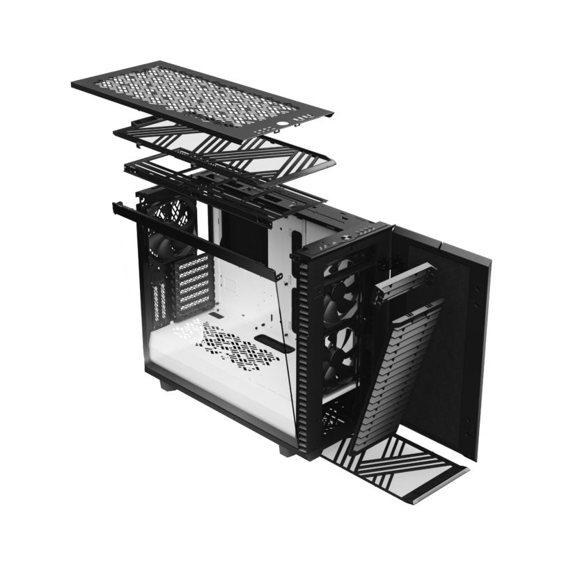 FRACTAL I Define 7 Clear Tint Tempered Glass - Black/White (Mid Tower)