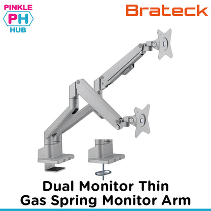 BRATECK Dual Monitor Thin Gas Spring Monitor Arm