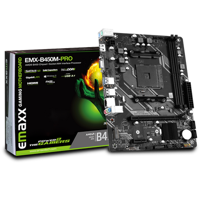 EMAXX EMX-B450M-PRO AMD Motherboard ® B450 Chipset,Socket AM4 Processor,Dual DDR4, 2*DIMM