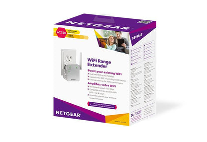 NETGEAR Dual-band WiFi Range Extender - Essentials Edition, 750Mbps, Wall-plug (EX3700-100NAS)