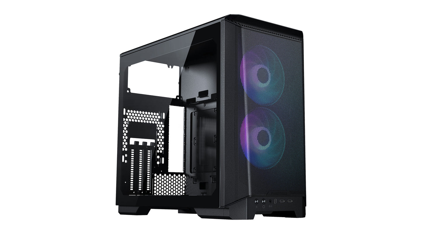 Phanteks Eclipse P200A D-RGB, high Airflow Ultra-fine mesh Design, Mini-ITX Tower, Digital-RGB Lighting, 120mm D-RGB case Fans, Tempered Glass (PH-EC200ATG_DBK01)