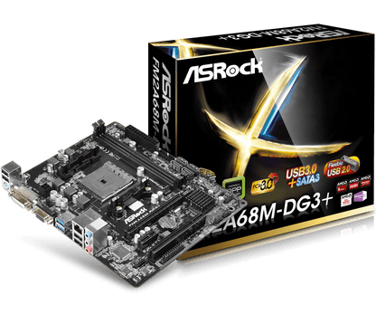 ASRock FM2A68M-DG3+ Support for Socket FM2+ 95W / FM2 100W processors and Dual Channel DDR3 2400+(OC)