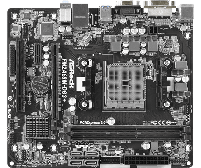 ASRock FM2A68M-DG3+ Support for Socket FM2+ 95W / FM2 100W processors and Dual Channel DDR3 2400+(OC)