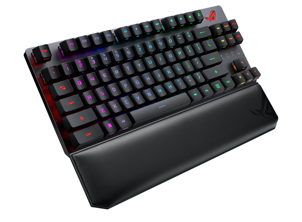 ASUS ROG Strix Scope RX TKL Wireless Deluxe gaming keyboard for FPS gamers, with tri-mode connectivity, ROG RX Optical Mechanical Switches, wide Ctrl key, PBT keycaps, Aura Sync RGB, magnetic wrist rest, and alloy top plate (RX)(BLUE)