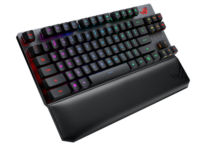 ASUS ROG Strix Scope RX TKL Wireless Deluxe gaming keyboard for FPS gamers, with tri-mode connectivity, ROG RX Optical Mechanical Switches, wide Ctrl key, PBT keycaps, Aura Sync RGB, magnetic wrist rest, and alloy top plate (RX)(BLUE)