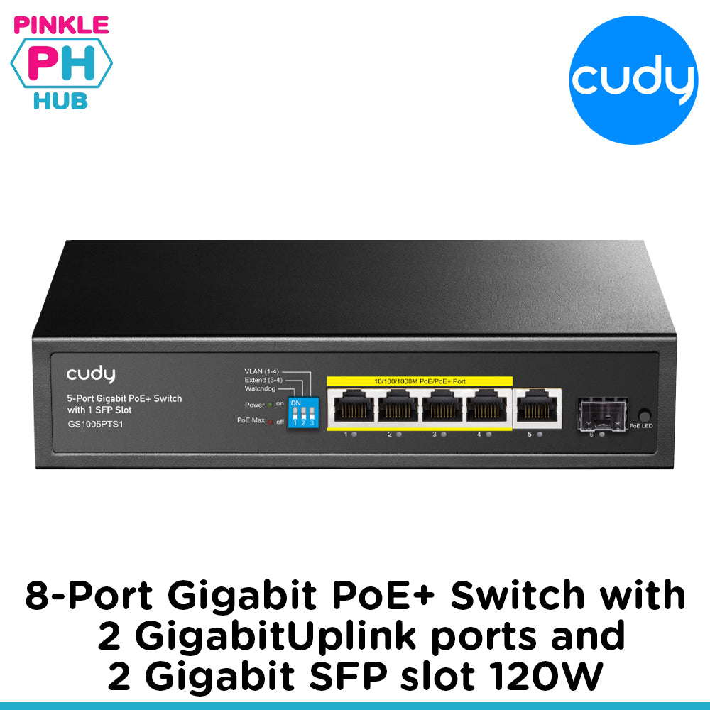 Cudy 8-Port Gigabit PoE+ Switch with 2 Gigabit Uplink ports and 2 Gigabit SFP slot 120W
