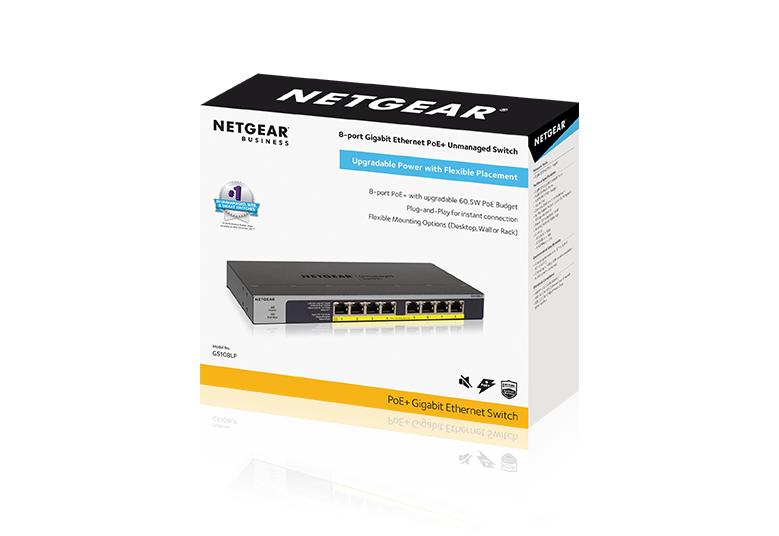NETGEAR 8-Port Gigabit Ethernet PoE+ Unmanaged Switch with FlexPoE 60W (GS108LP-100AJS)