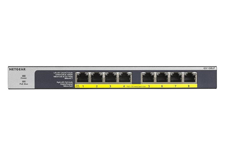 NETGEAR 8-Port Gigabit Ethernet PoE+ Unmanaged Switch with FlexPoE 60W (GS108LP-100AJS)