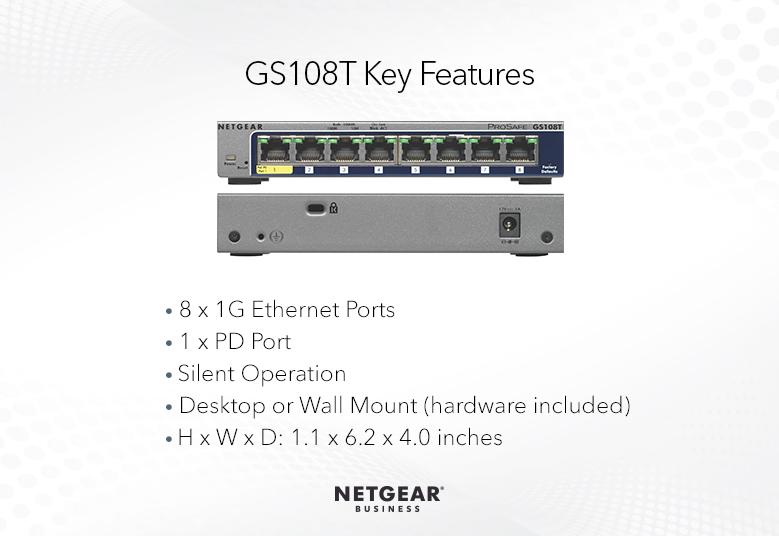 NETGEAR 8-Port Gigabit Ethernet Smart Switch with Cloud Management (GS108T-300PES)