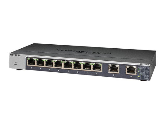 NETGEAR 8-Port Gigabit Ethernet Unmanaged Switch with 2-Port 5-Speed 10-Gigabit/Multi-Gigabit (GS110MX-100PES)