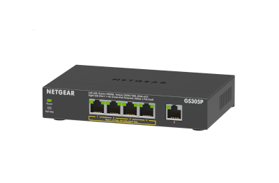 NETGEAR 5 Port Gigabit Ethernet Unmanaged Switch with 4-Port PoE+ Version 2 (GS305P-200PES)