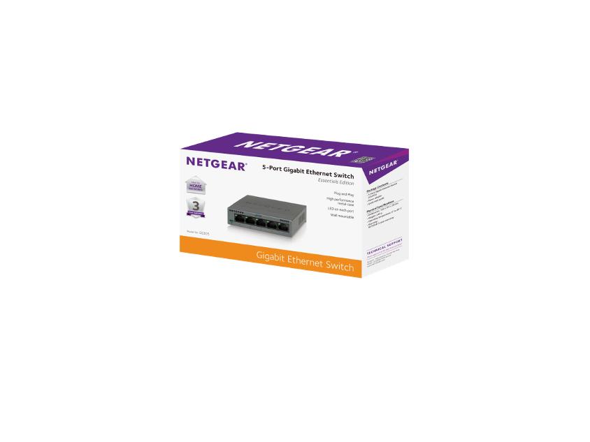 NETGEAR 5-Port Gigabit Ethernet SOHO Unmanaged Switch Version 3 (GS305-300PES)