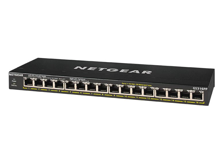 NETGEAR 300 Series  16-Port Gigabit Ethernet Unmanaged PoE+ Switch with FlexPoE 183W (GS316PP-100EUS)