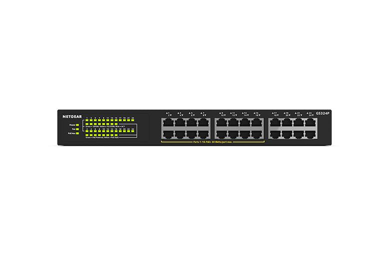 NETGEAR 24-Port Gigabit Ethernet Unmanaged Switch with 16-Ports PoE+ 190W (GS324P-100EUS / GS324P-100AJS)