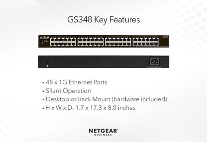 NETGEAR 48-Port Gigabit Ethernet Unmanaged Switch (GS348-100AJS/GS348-100EUS)