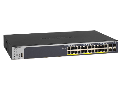 NETGEAR  24-Port Gigabit Ethernet PoE+ Smart Switch with 4 SFP Ports and Cloud Management  Version 2 (GS728TP-200EUS)