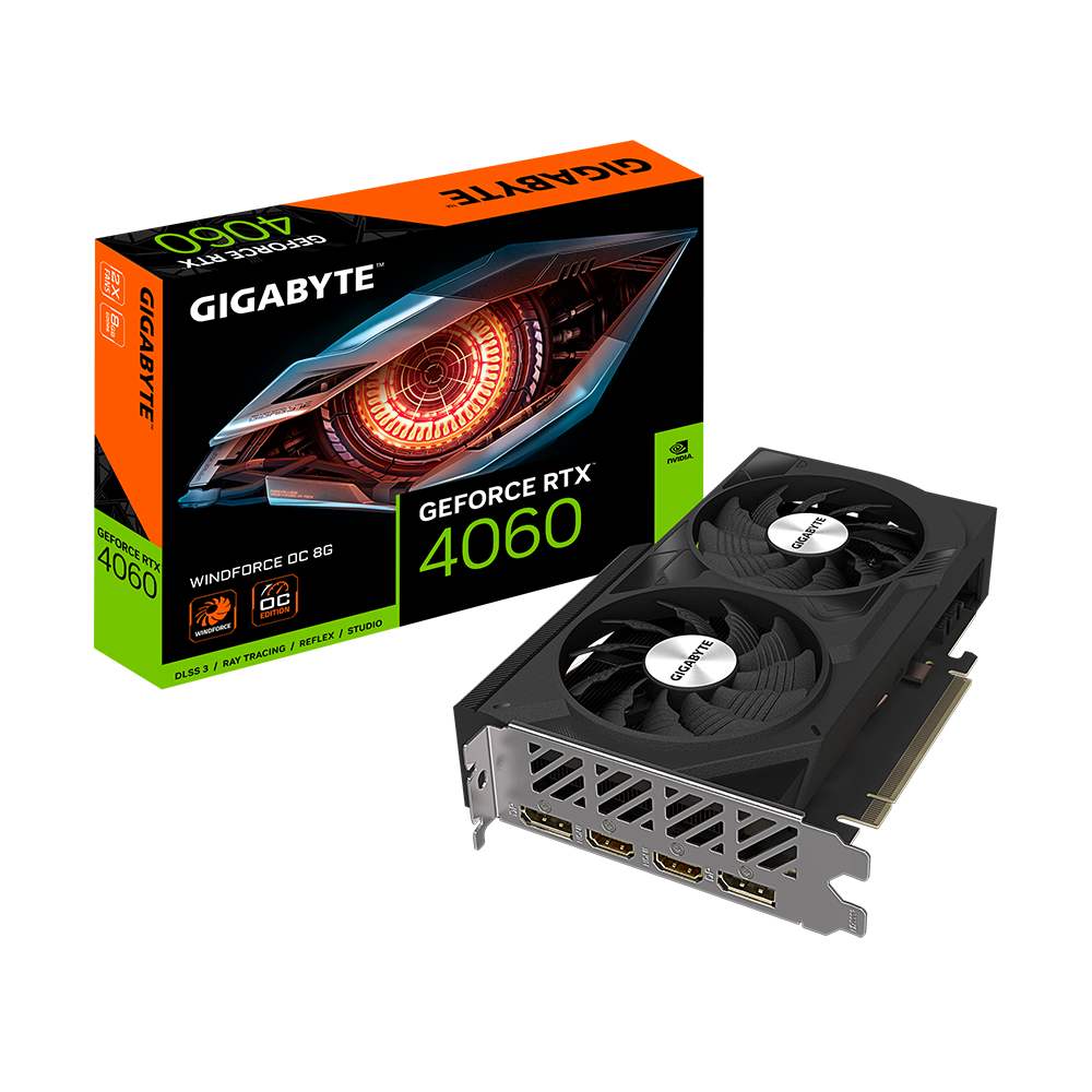 GIGABYTE GeForce RTX™ 4060 WINDFORCE OC 8G (GV-N4060WF2OC-8GD)