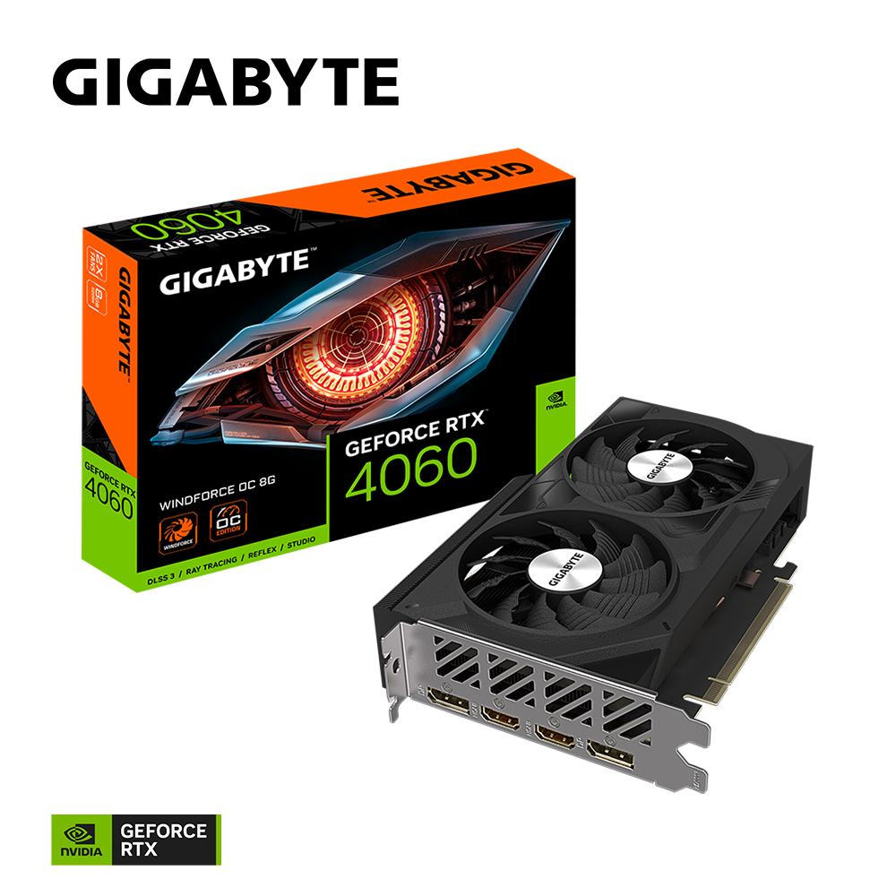 GIGABYTE GeForce RTX™ 4060 WINDFORCE OC 8G (GV-N4060WF2OC-8GD)