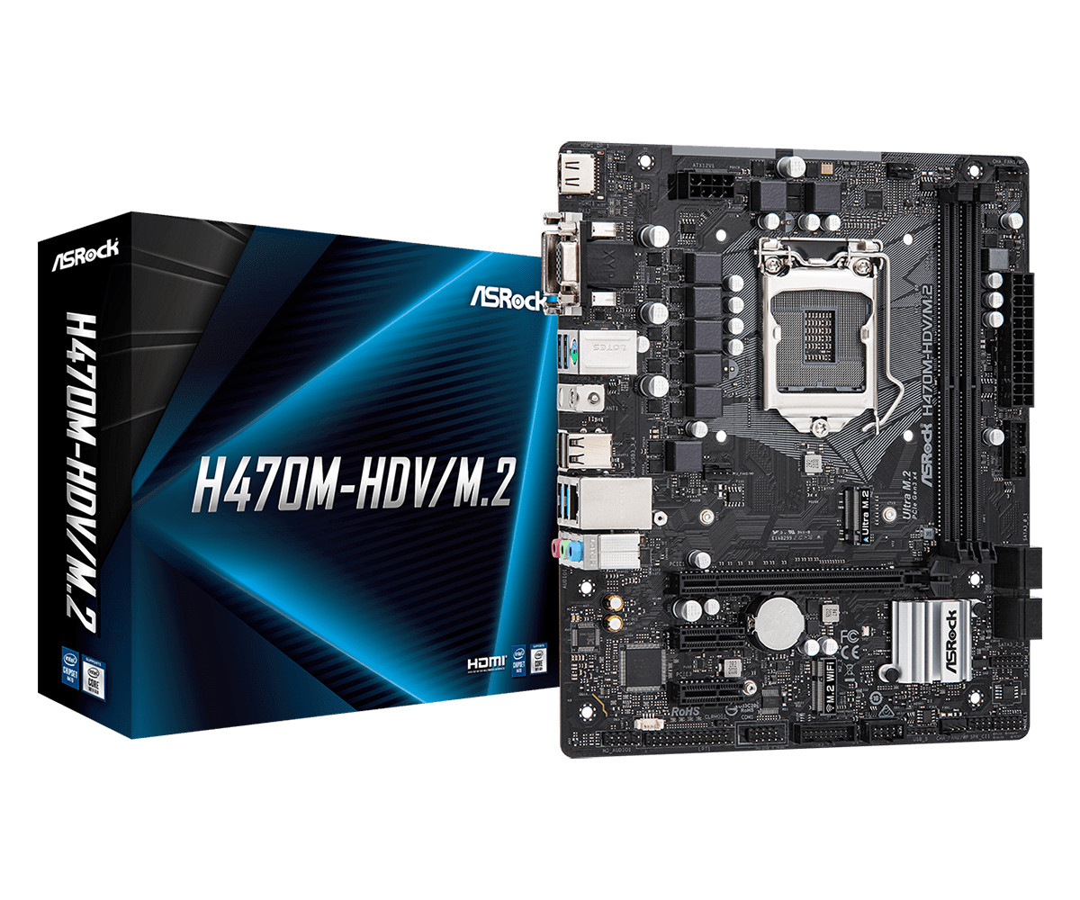 ASRock H470M-HDV/M.2 Supports 10th Gen Intel® Core™ Processors (Socket 1200), Supports DDR4 2933 MHz