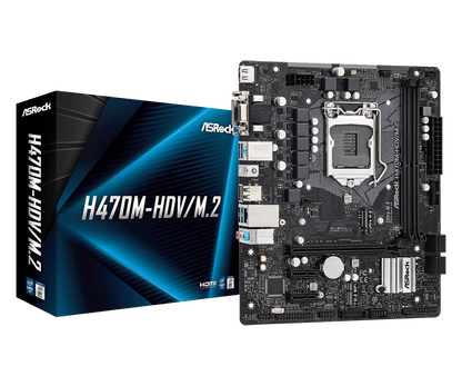 ASRock H470M-HDV/M.2 Supports 10th Gen Intel® Core™ Processors (Socket 1200), Supports DDR4 2933 MHz