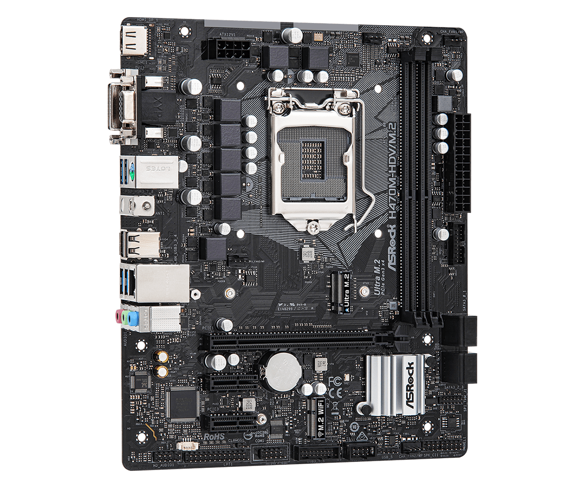 ASRock H470M-HDV/M.2 Supports 10th Gen Intel® Core™ Processors (Socket 1200), Supports DDR4 2933 MHz