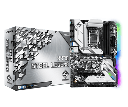 ASRock H470 Steel Legend Supports 10th Gen Intel® Core™ Processors and 11th Gen Intel® Core™ Processors (LGA1200)*, Supports DDR4 2933MHz