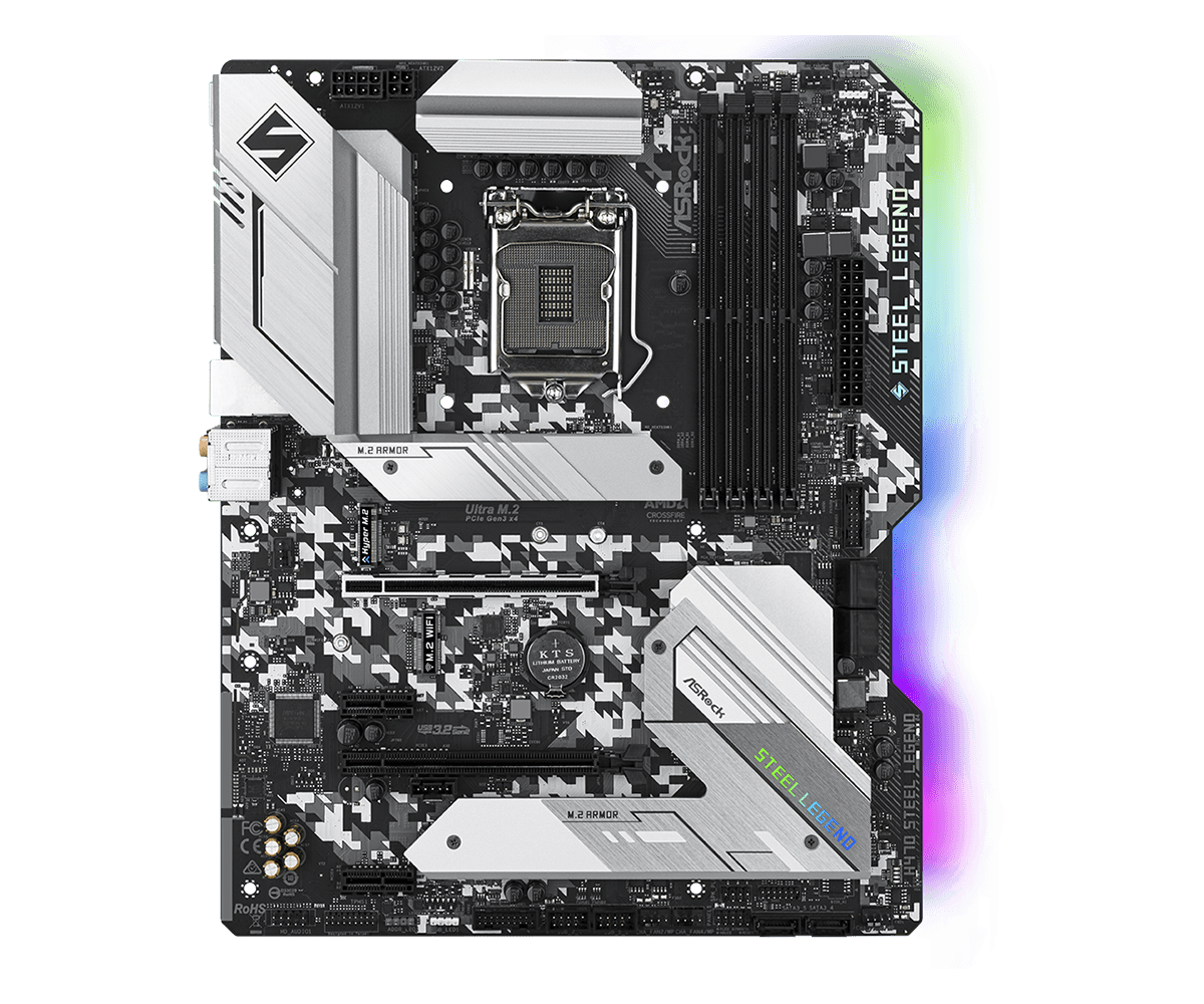 ASRock H470 Steel Legend Supports 10th Gen Intel® Core™ Processors and 11th Gen Intel® Core™ Processors (LGA1200)*, Supports DDR4 2933MHz