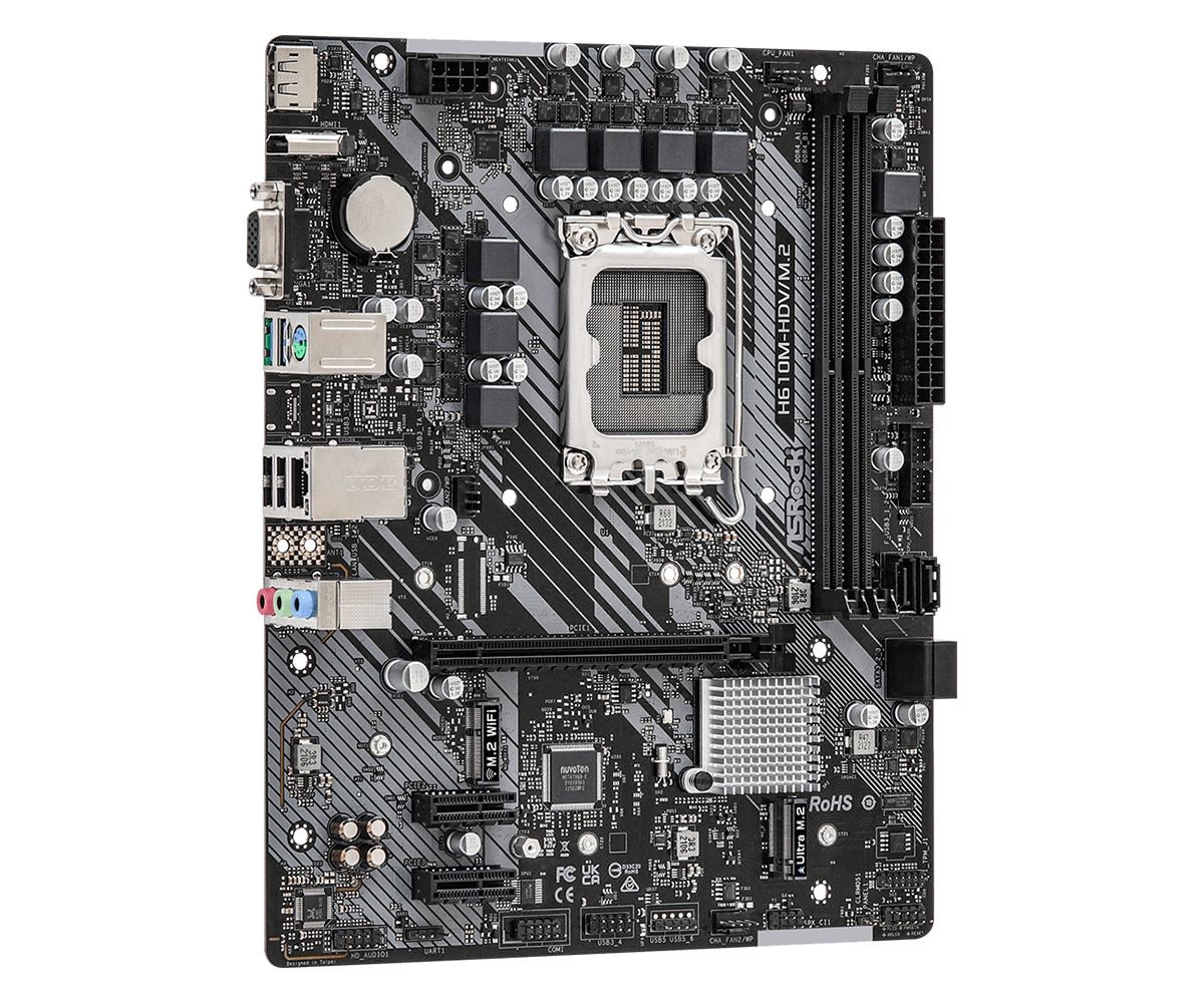 ASRock H610M-HDV/M.2 Supports 13th Gen & 12th Gen and next gen Intel® Core™ Processors (LGA1700), Supports DDR4 3200MHz