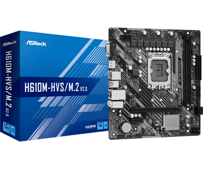 ASRock H610M-HVS/M.2 R2.0 Supports 13th Gen & 12th Gen and next gen Intel® Core™ Processors (LGA1700), Supports DDR4 3200MHz