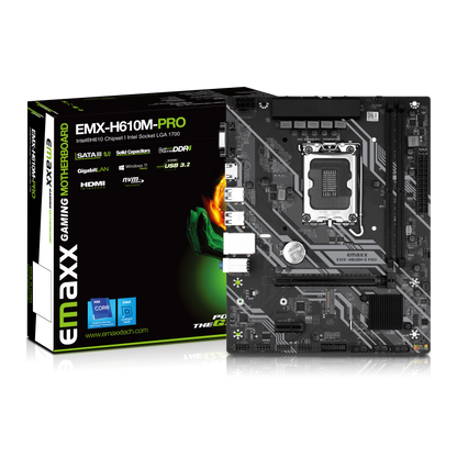 EMAXX EMX-H610M-PRO MATX MB Intel Motherboard ®H610 high-speed chipset, Intel Socket LGA 1700, 12th/13th generation processor