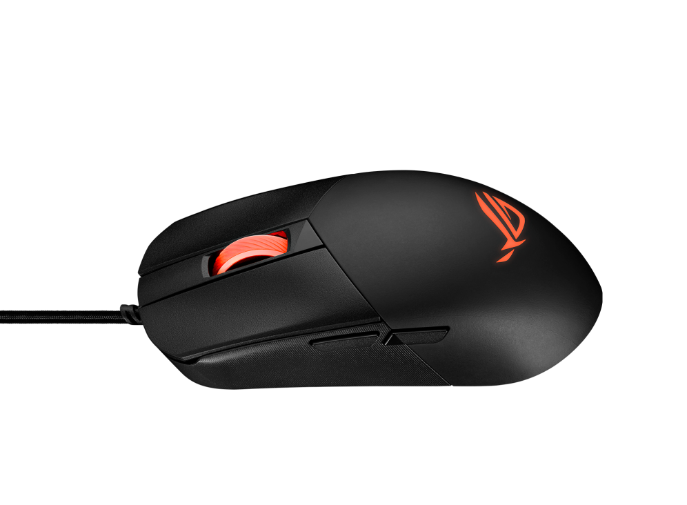 ASUS ROG Strix Impact III 59-gram wired RGB gaming mouse, 12,000-dpi optical sensor, near-zero click latency, swappable mouse switch sockets, ROG Micro Mouse Switches, ROG Paracord, 100% PTFE mouse feet, and a durable design.