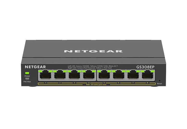 NETGEAR 8-Port PoE+ Gigabit Ethernet Plus Switch 62W (GS308EP-100UKS)