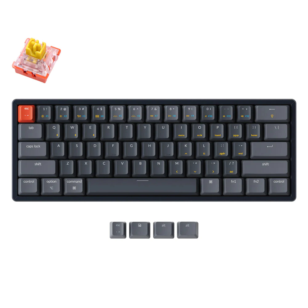 Keychron K12 Wireless Optical (Hot-Swappable) RGB Backlight Aluminum Frame Mechanical Keyboard Banana Switch (K12F4)