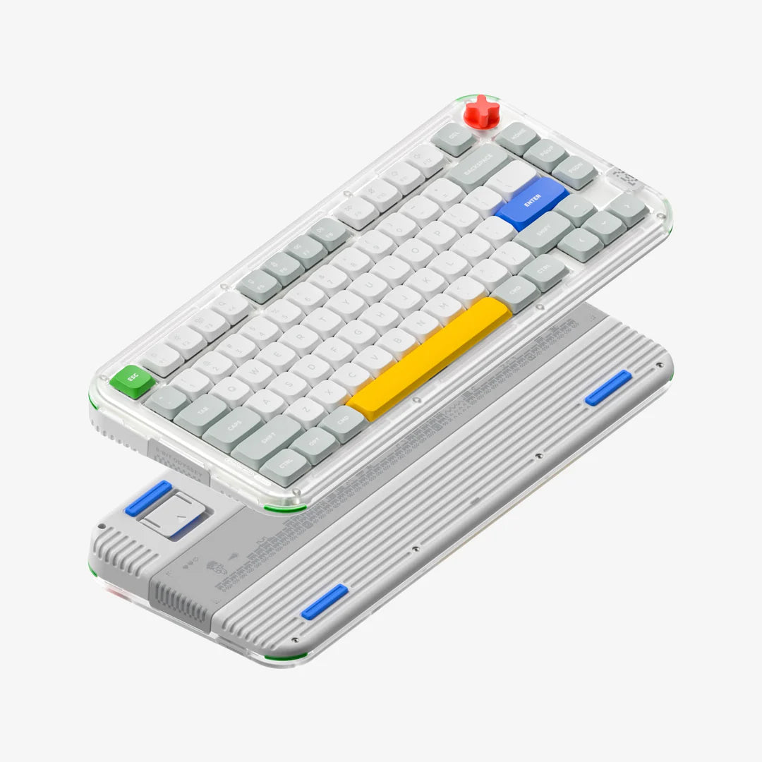 NuPhy® Kick75 Hybrid Low-Profile IO RGB Hot-Swappable 80-Key Custom Mechanical Wireless Keyboard - Tape Gray / Red Nano Switch