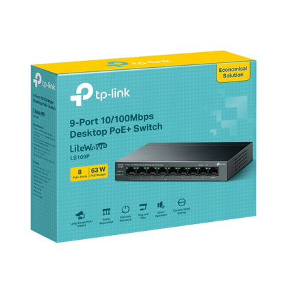 Tp-Link LS109P I 9-Port 10/100Mbps Desktop Switch with 8-Port PoE+