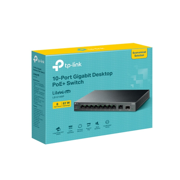 Tp-Link LS1210GP I 10-Port Gigabit Desktop Switch with 8-Port PoE+