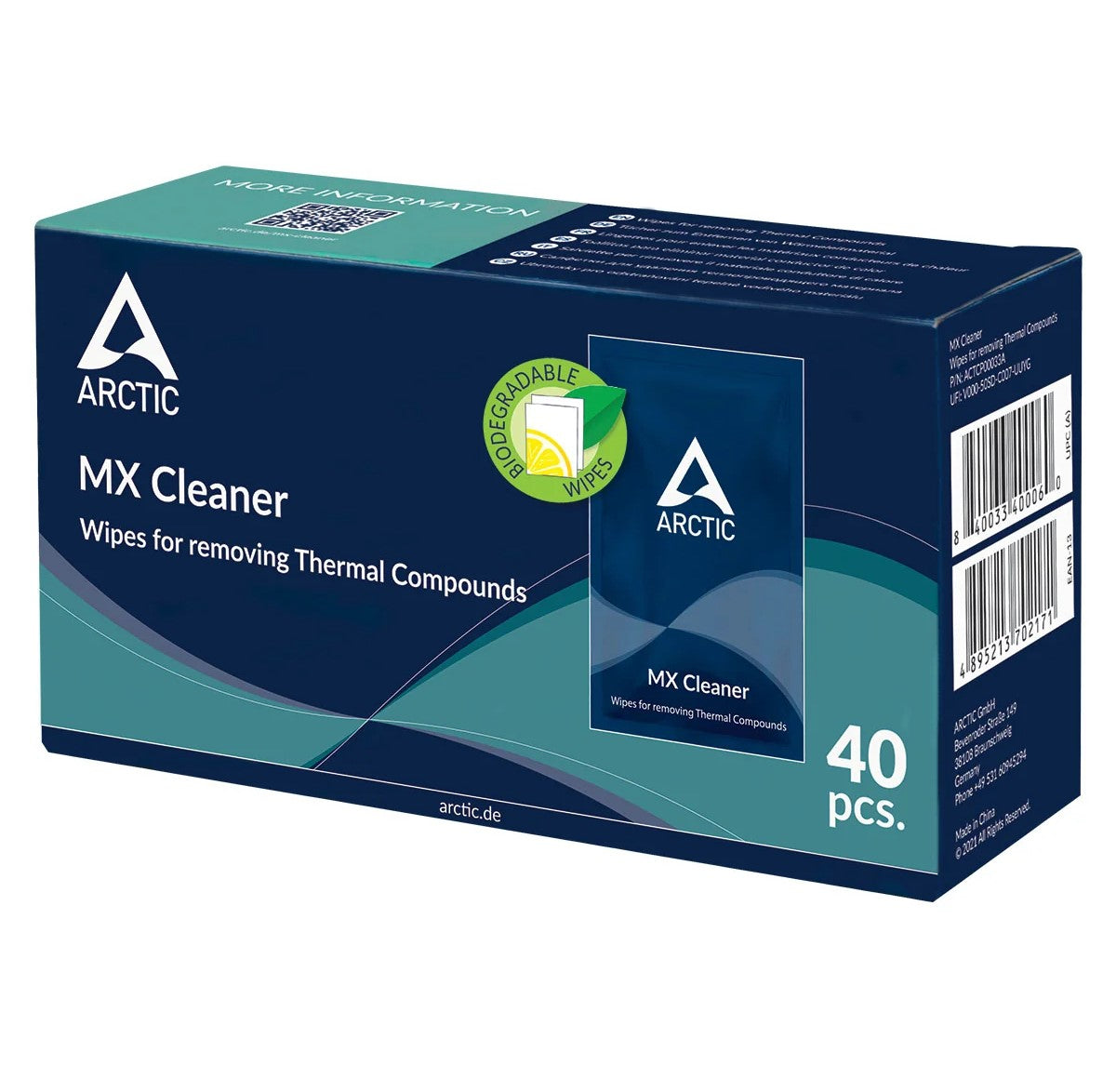 Arctic Cooling MX Cleaner Wipes for removing Thermal Compounds (40 Pieces)