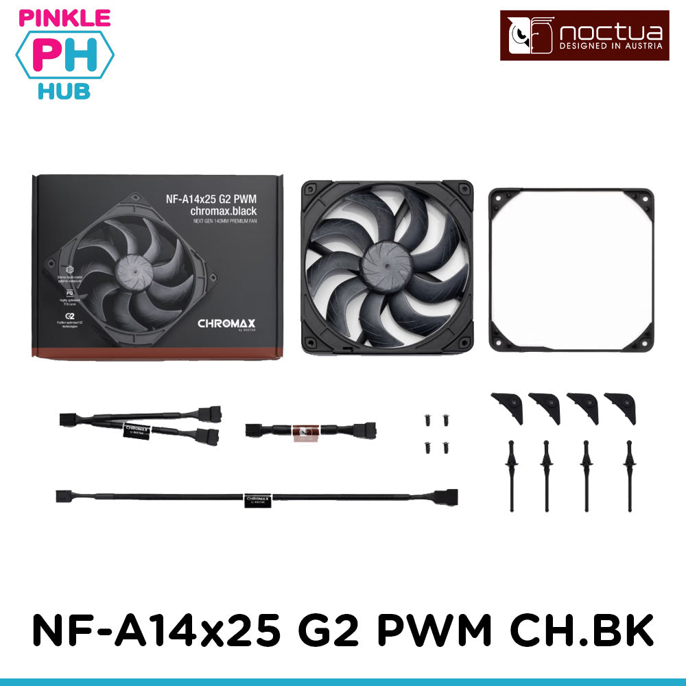 Noctua NF-A14x25 G2 PWM chromax.black Next-gen black 140mm fan