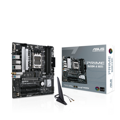 ASUS PRIME B650M-A WIFI,AMD AM5 Socket: Ready for AMD Ryzen™ 7000 Series Desktop Processors,,Wi-Fi 6, M.2 PCIe 5.0, Realtek 2.5Gb Ethernet, USB 3.2 Gen 2 ports, front USB 3.2 Gen 1 Type-C