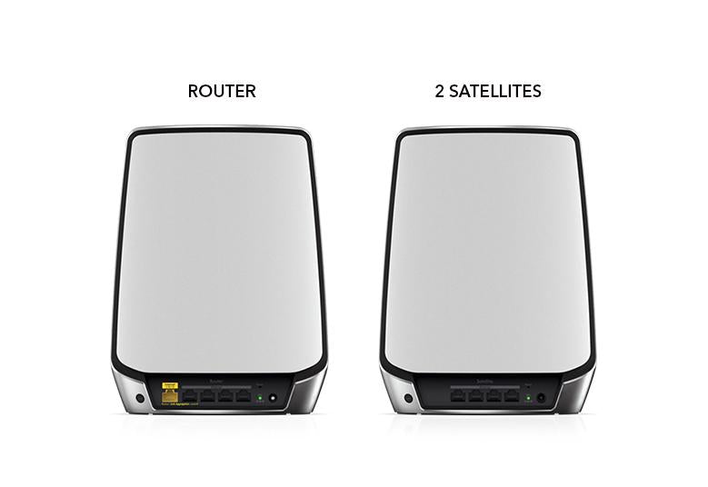 NETGEAR AX6000 WiFi Mesh System Orbi 850 Series Tri-band WiFi 6 Mesh System, 6Gbps, Router + 2 Satellites (RBK853-100EUS)
