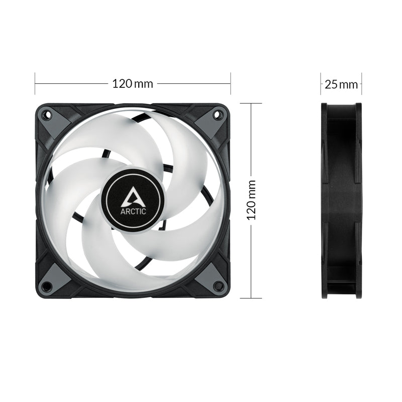 Arctic P12 PWM PST A-RGB Semi-Passive 120 mm Case Fan with Digital A-RGB, White(ACFAN00254A)