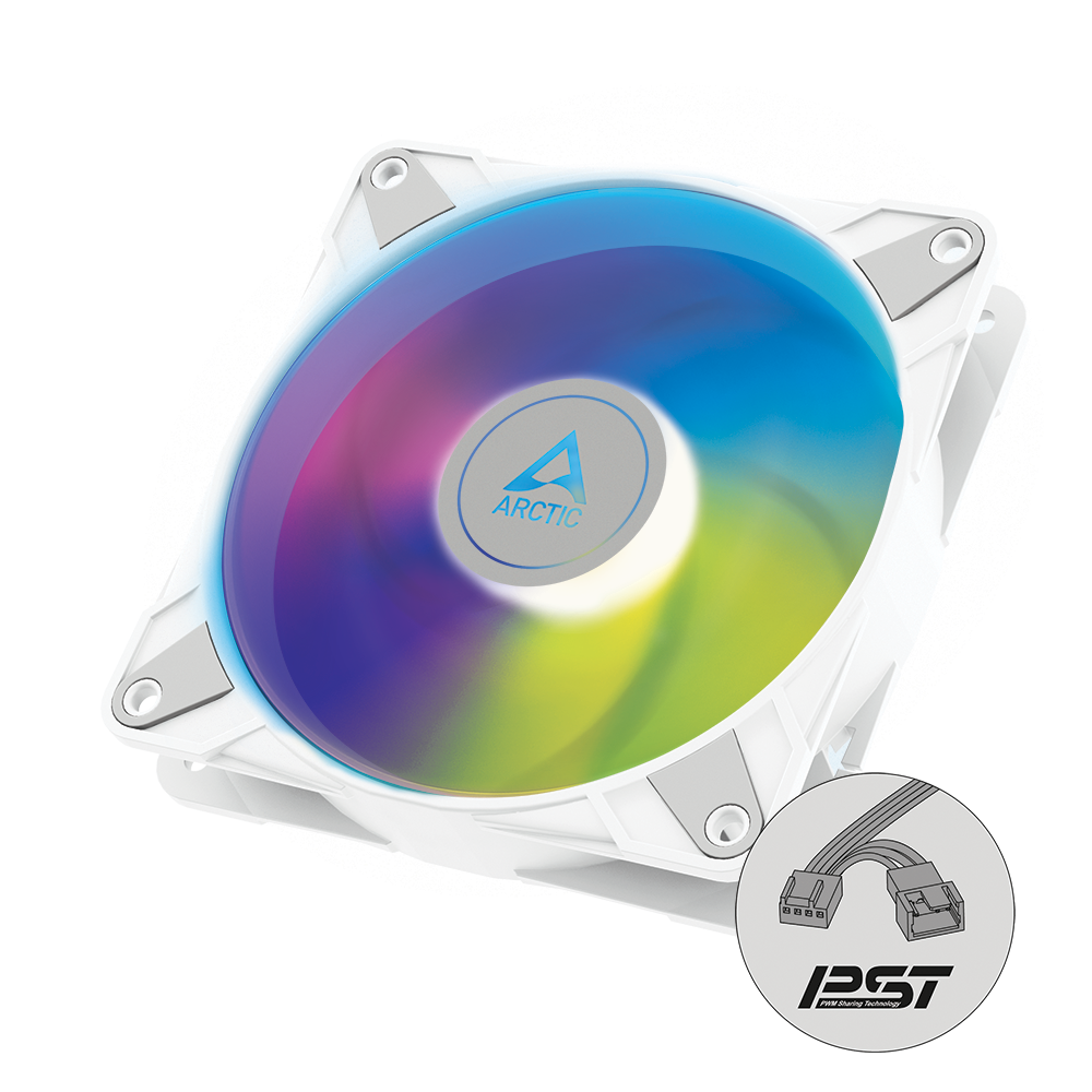 Arctic P12 PWM PST A-RGB Semi-Passive 120 mm Case Fan with Digital A-RGB, White(ACFAN00254A)